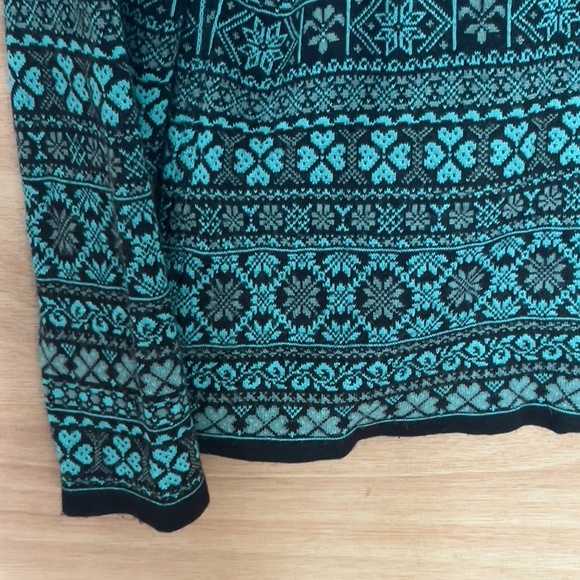 Alpaca Imports Aymara zip up cardigan knit sweater M alpaca wool Peru teal black - Picture 4 of 7